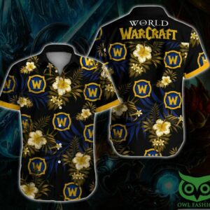 World Of Warcraft Floral Yellow And Black Hawaiian Shirt