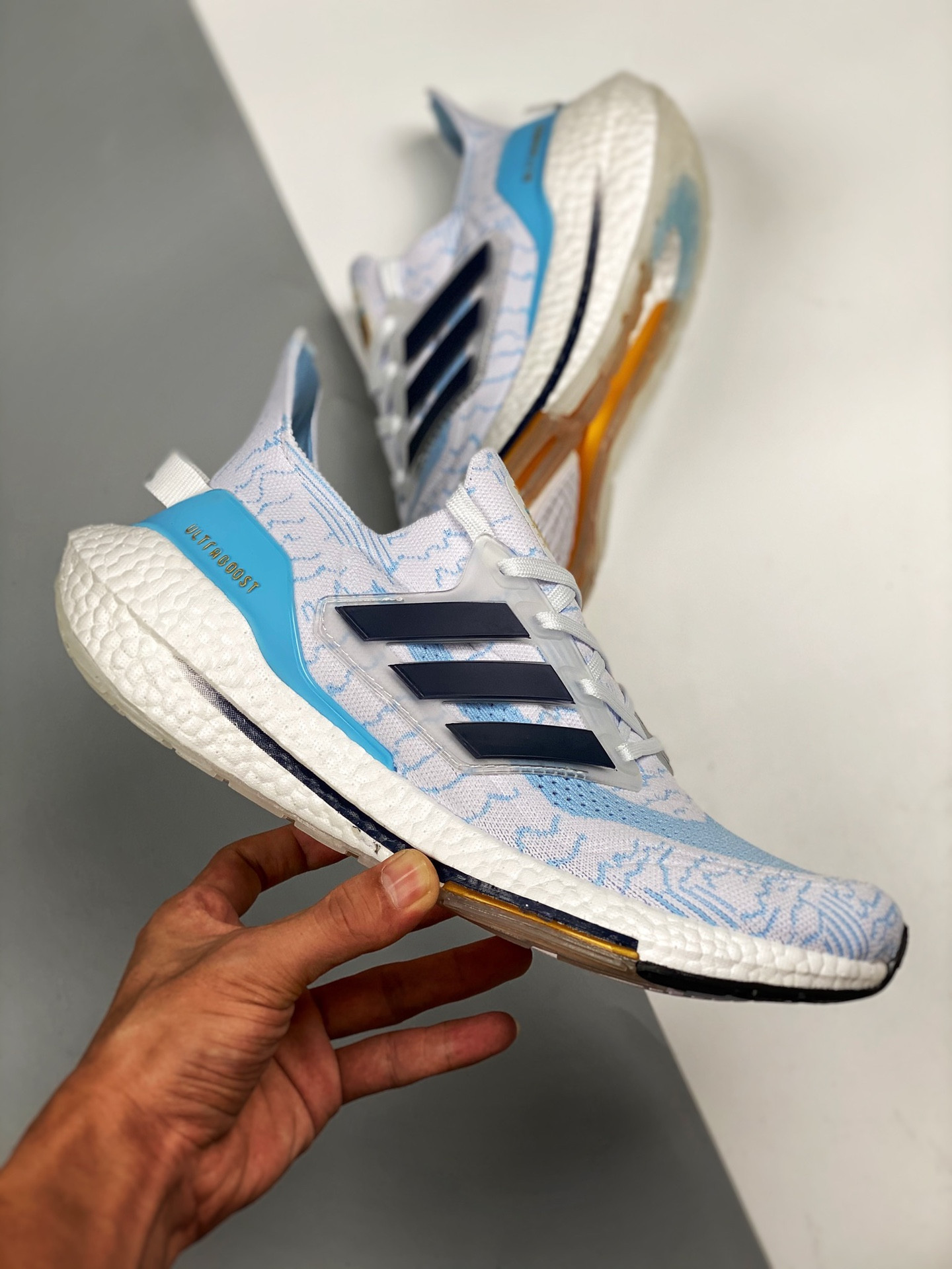 Adidas Ultra Boost 2021 White Night Indigo Clear Blue For Sale