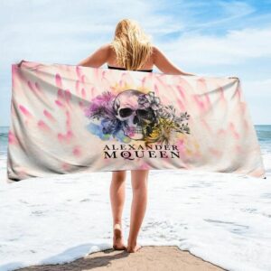 Alexander Mcqueen Beach Towel Luxury Summer Item Accessories Soft Cotton Fashion