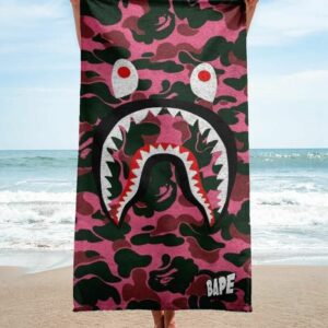 Bape Shark Beach Towel Soft Cotton Luxury Summer Item Accessories Fashion