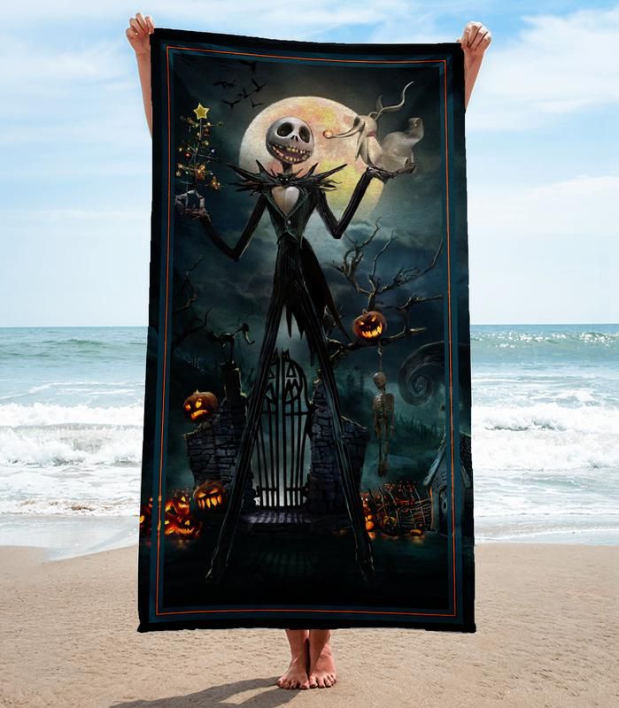 Jack Skellington Beach Towel Soft Cotton Accessories Luxury Summer Item Fashion