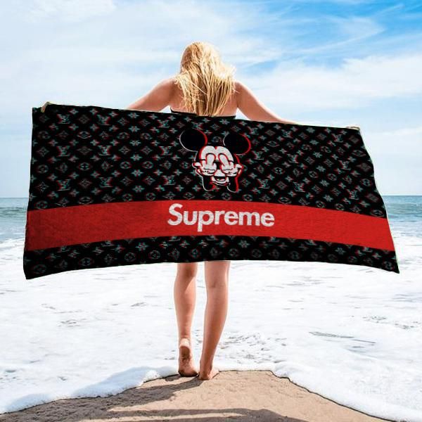 Supreme And Mickey Beach Towel Summer Item Luxury Accessories Fashion Soft Cotton