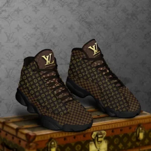 Louis Vuitton Brown Gold LV Air Jordan 13 Luxury Fashion Trending Shoes Sneakers