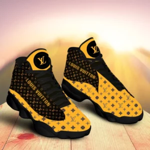 Louis Vuitton Yellow Brown LV Air Jordan 13 Fashion Sneakers Trending Shoes Luxury