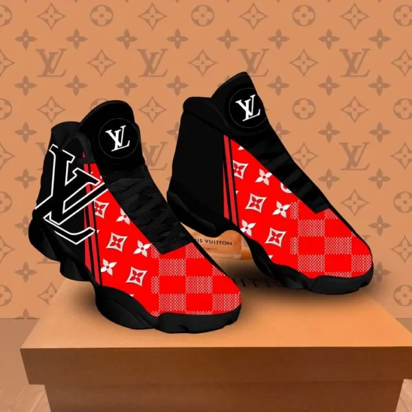 Louis Vuitton Black Red LV Air Jordan 13 Trending Sneakers Shoes Fashion Luxury