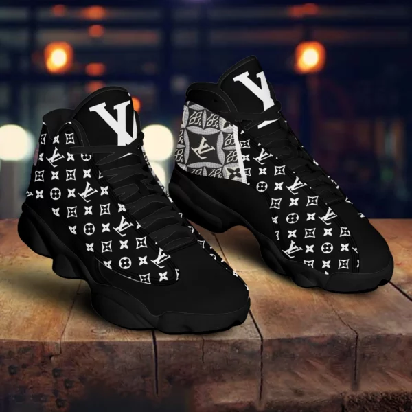 Louis Vuitton Black White Air Jordan 13 Shoes Trending Sneakers Luxury Fashion