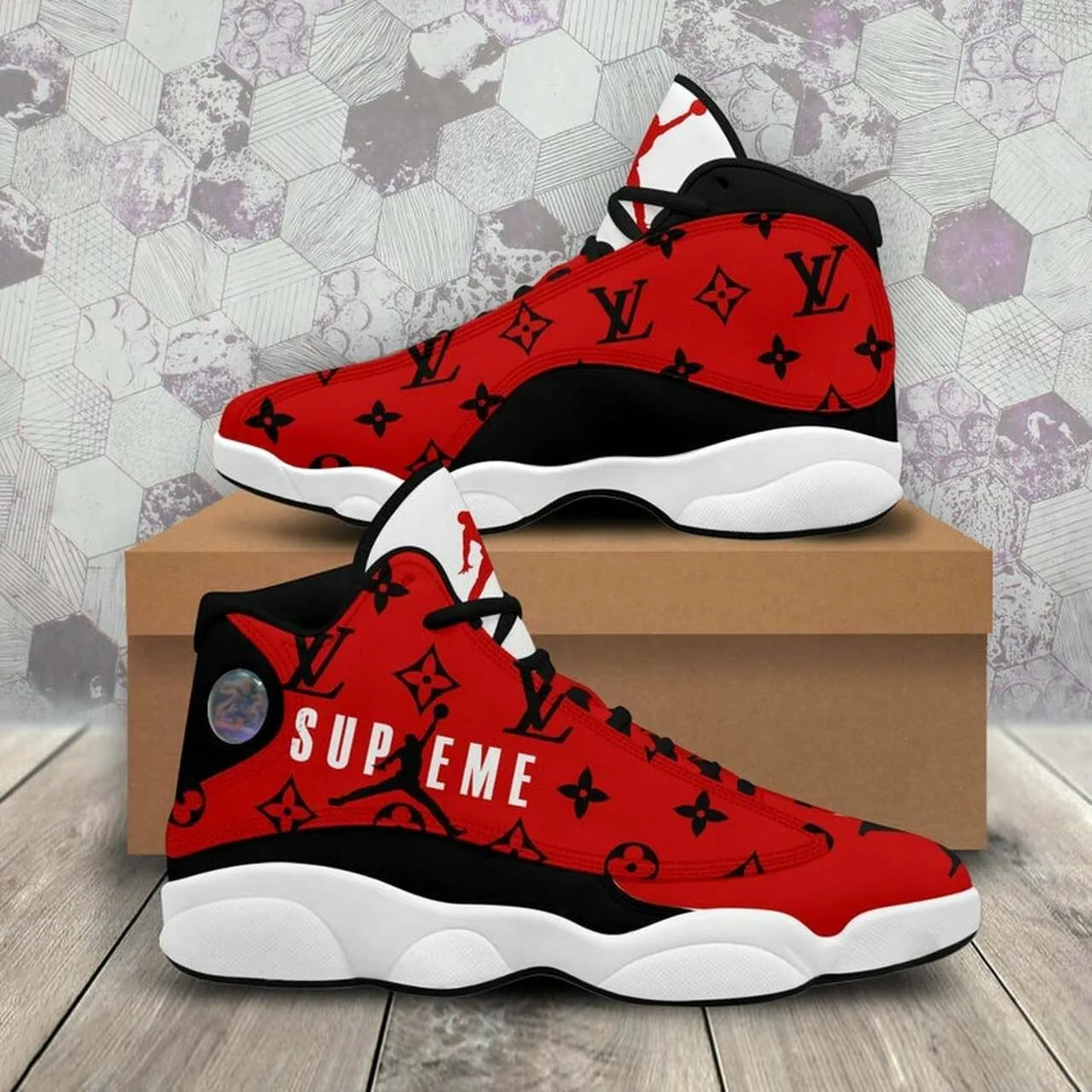 LV Supreme  Air Jordan 13 Trending Luxury Shoes Fashion Sneakers