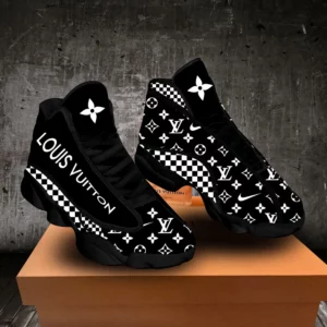 Louis Vuitton Nike Black LV  Air Jordan 13 Shoes Luxury Sneakers Trending Fashion