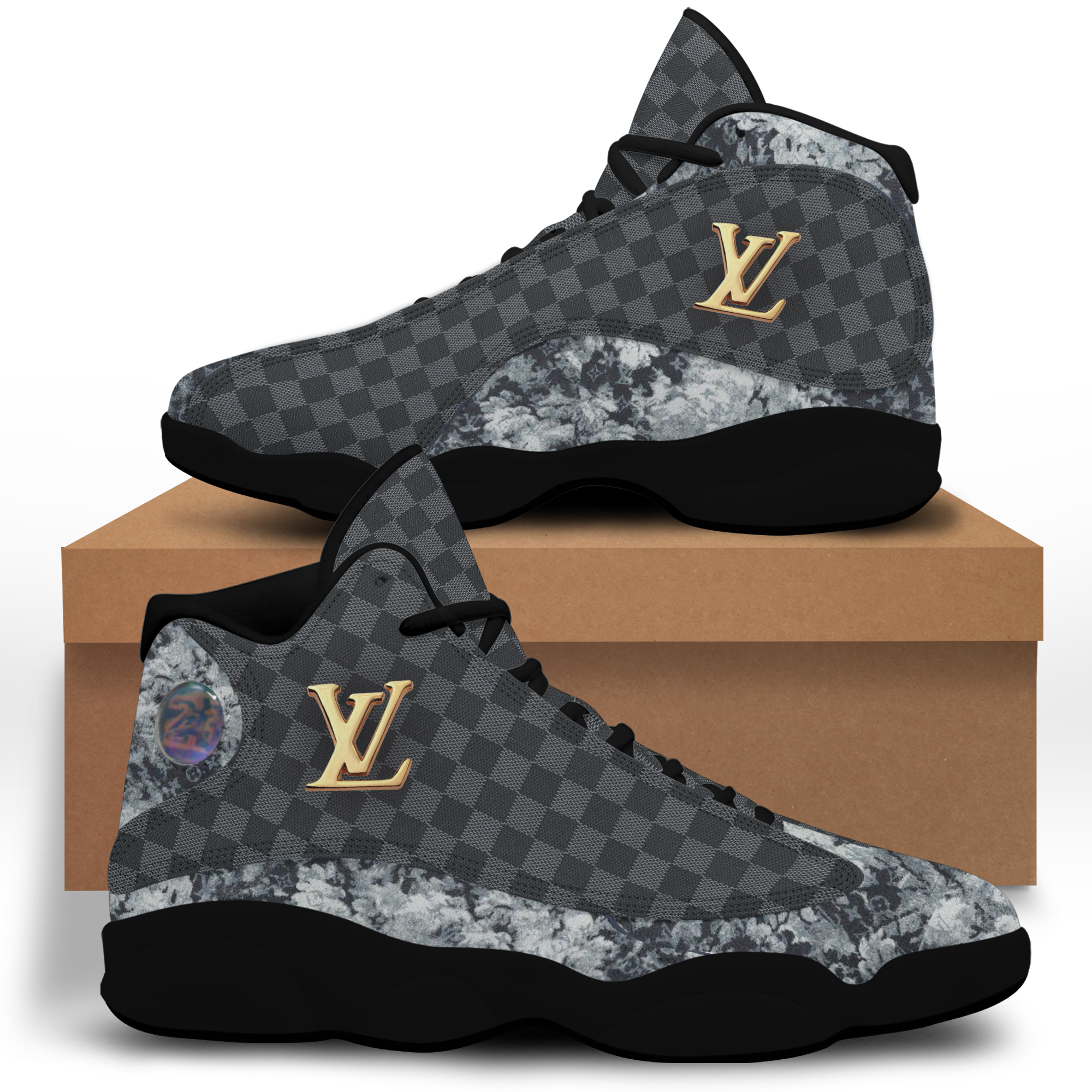 Louis Vuitton Grey Air Jordan 13 Trending Luxury Shoes Sneakers Fashion