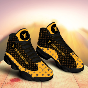 Louis Vuitton Brown Yellow Air Jordan 13 Luxury Trending Shoes Fashion Sneakers