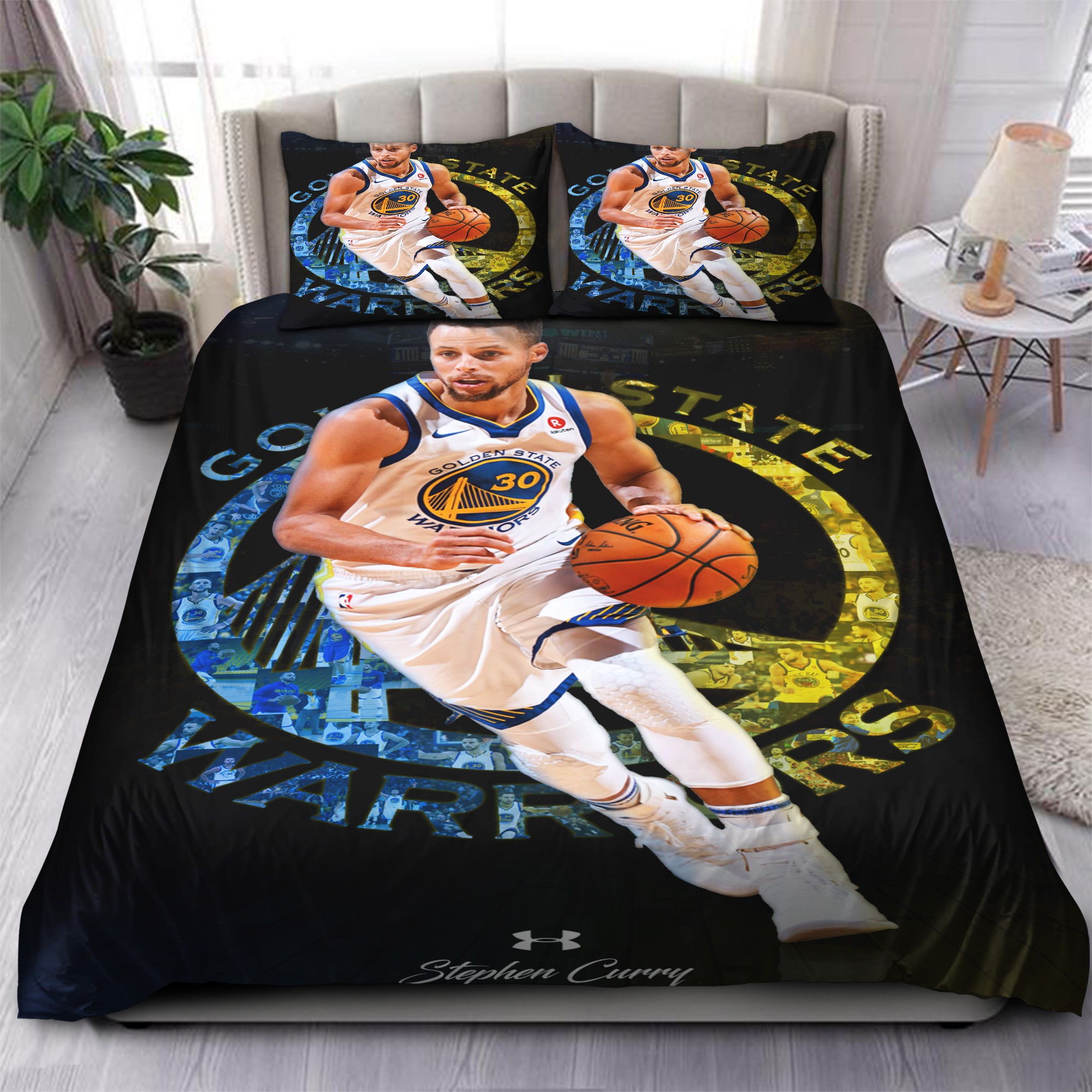 Stephen Curry Golden State Warriors Nba 237 Logo Type 1011 Bedding Sets Sporty Bedroom Home Decor