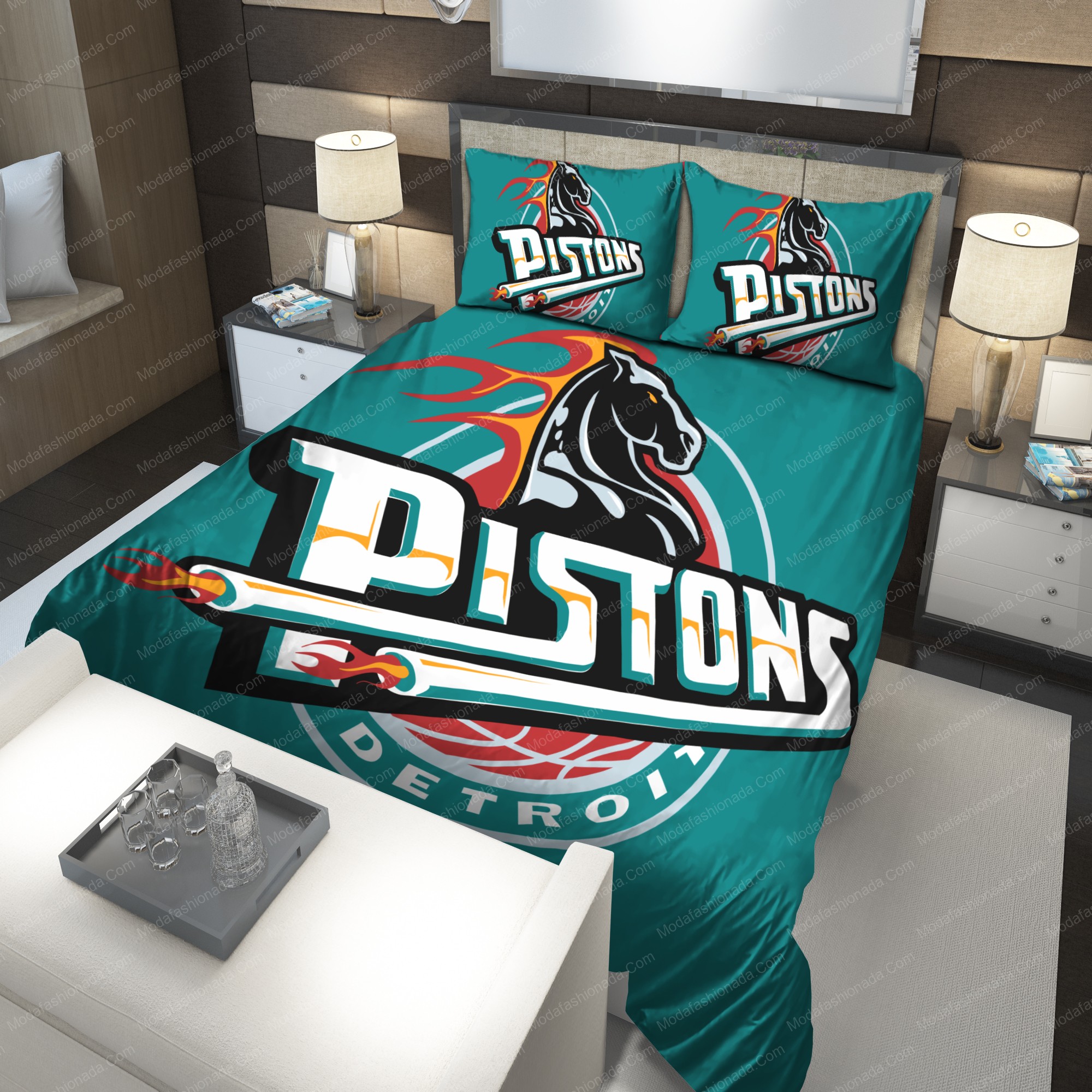 1996-2001 Detroit Pistons Nba 222 Logo Type 1024 Bedding Sets Sporty Bedroom Home Decor