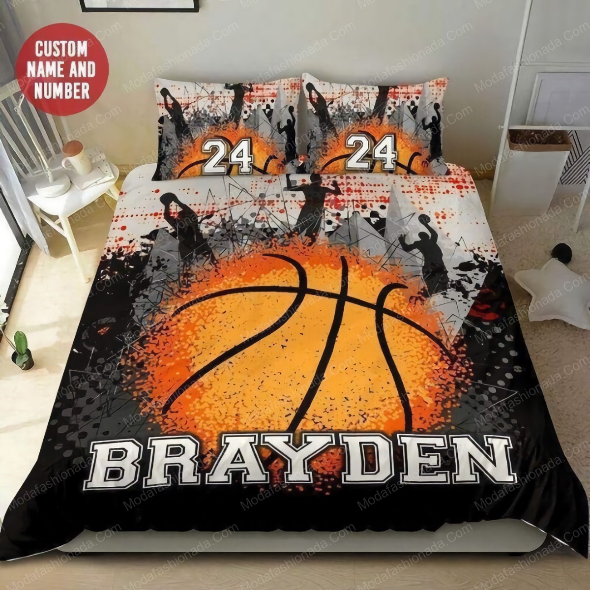 Fans Brayden 24 Personalized Custom Name And Number Basketball Sport 7 Logo Type 1271 Bedding Sets Sporty Bedroom Home Decor