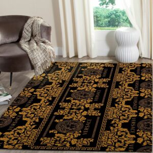 Versace Area Dark Black Gold Luxury Fashion Brand Rug Home Decor Area Carpet Door Mat