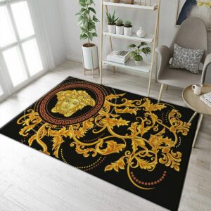 Versace Gold Area Fn Christmas The Luxury Fashion Brand Rug Door Mat Home Decor Area Carpet