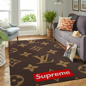 Louis Vuitton X Supreme Area Luxury Fashion Brand Rug Area Carpet Door Mat Home Decor