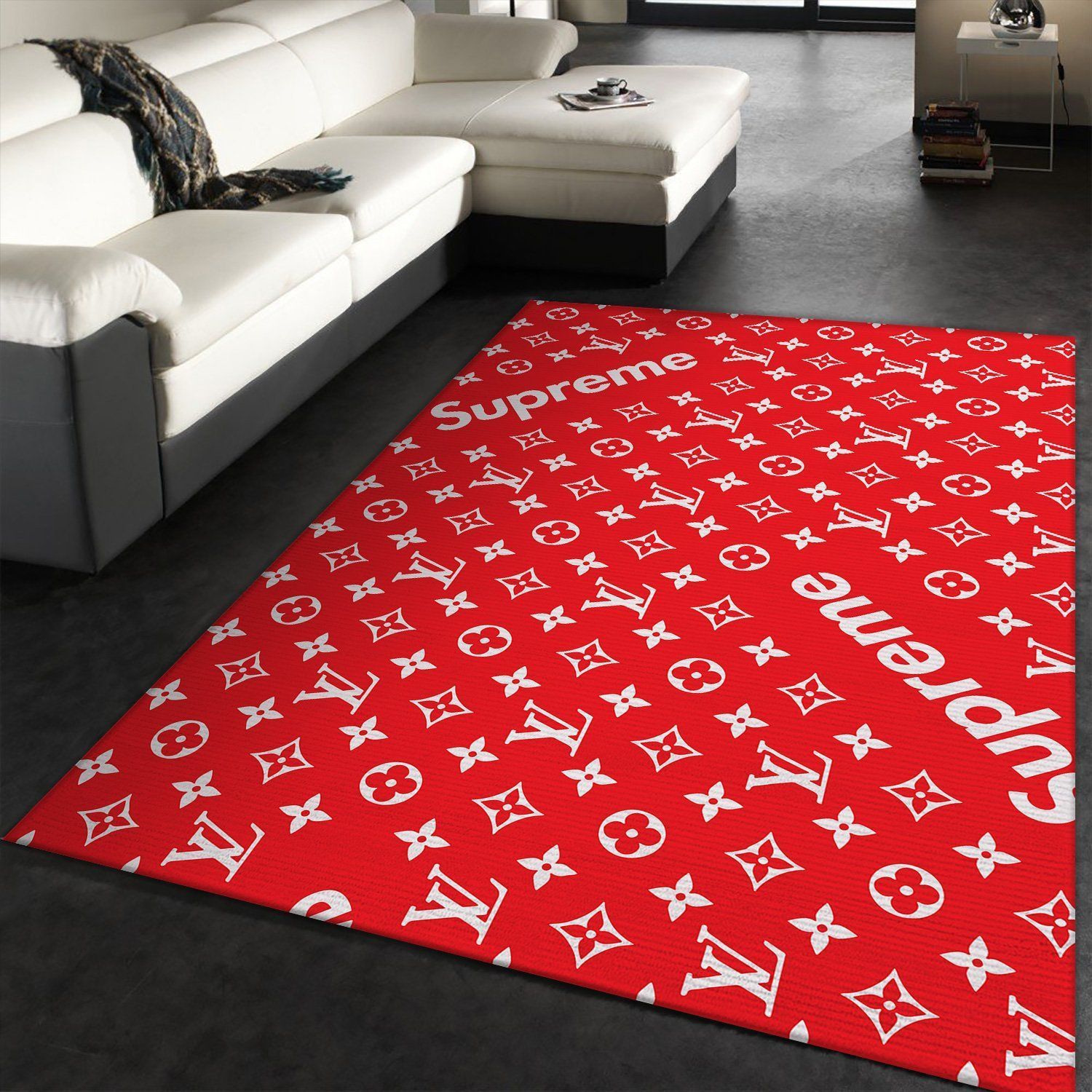 Lv And Supreme Area Luxury Fashion Brand Rug Door Mat Area Carpet Home Decor