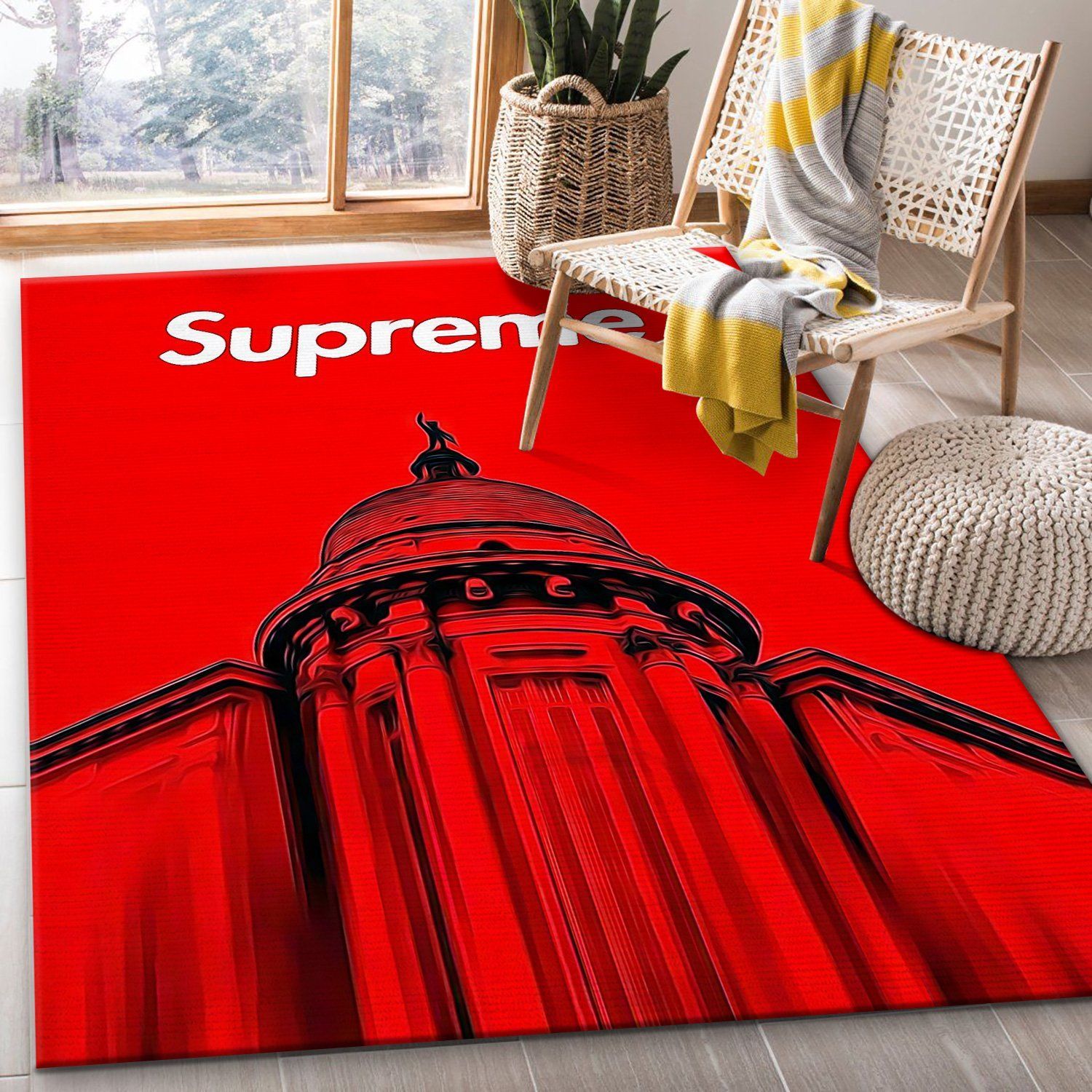 Supreme Red Art Luxury Fashion Brand Rug Area Carpet Door Mat Home Decor