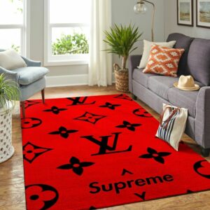 Louis Vuitton X Supreme Area Luxury Fashion Brand Rug Home Decor Door Mat Area Carpet