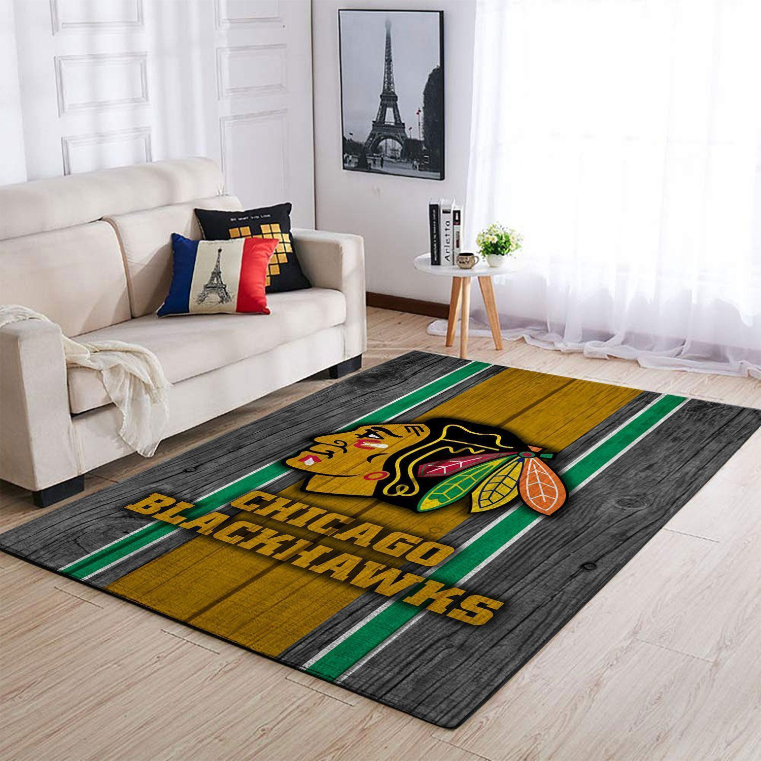 Chicago Blackhawks Nhls Team Logo Type 7094 Rug Area Carpet Home Decor Living Room