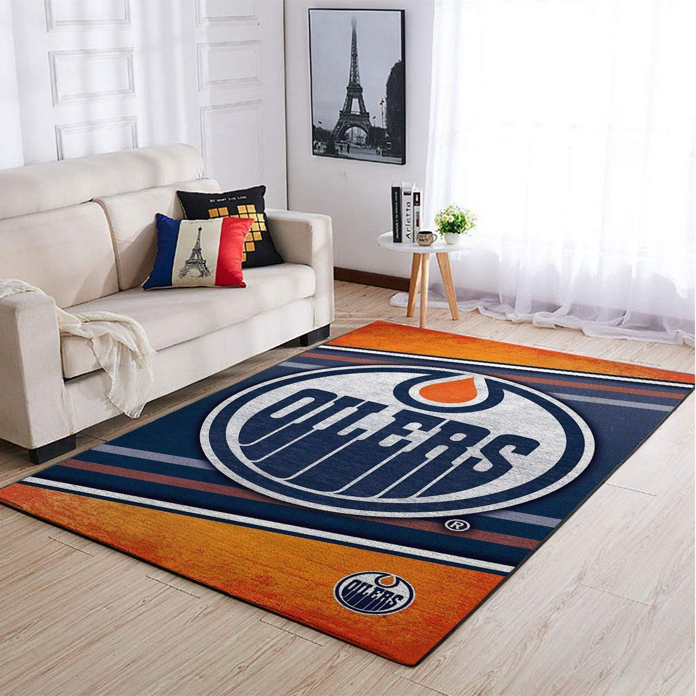 Edmonton Oilers Nhls Team Logo Type 7097 Rug Area Carpet Home Decor Living Room