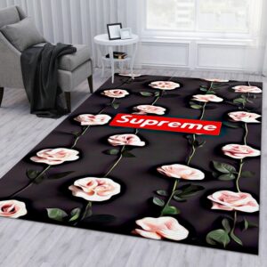 Supreme Rose V Area For Christmas Luxury Fashion Brand Rug Door Mat Home Decor Area Carpet