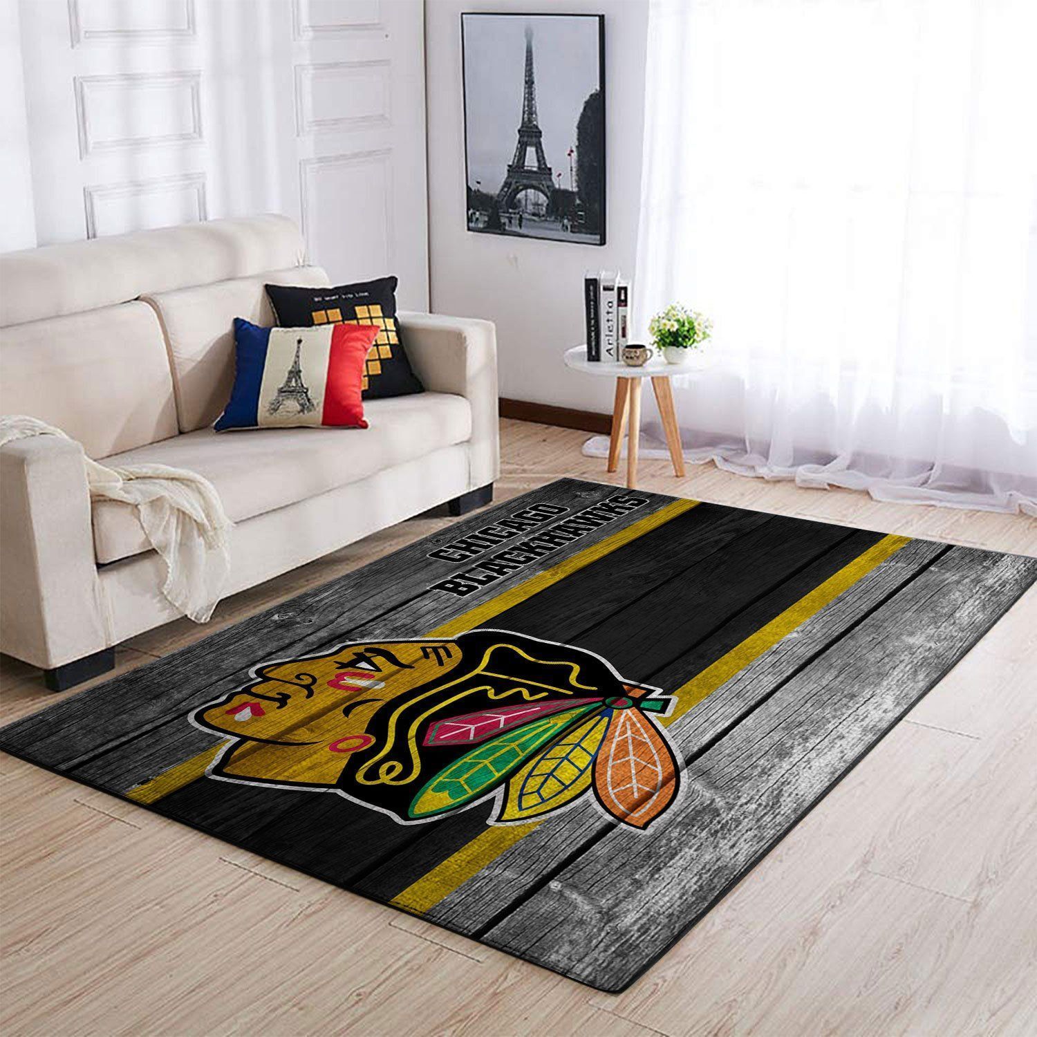 Chicago Blackhawks Nhl Team Logos Wooden Style Type 7144 Rug Living Room Home Decor Area Carpet