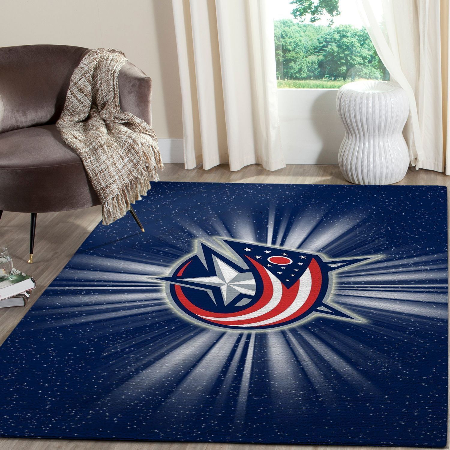 Columbus Blue Jackets Logo Nhl Fn Hockeys Custom Type 7146 Rug Area Carpet Living Room Home Decor