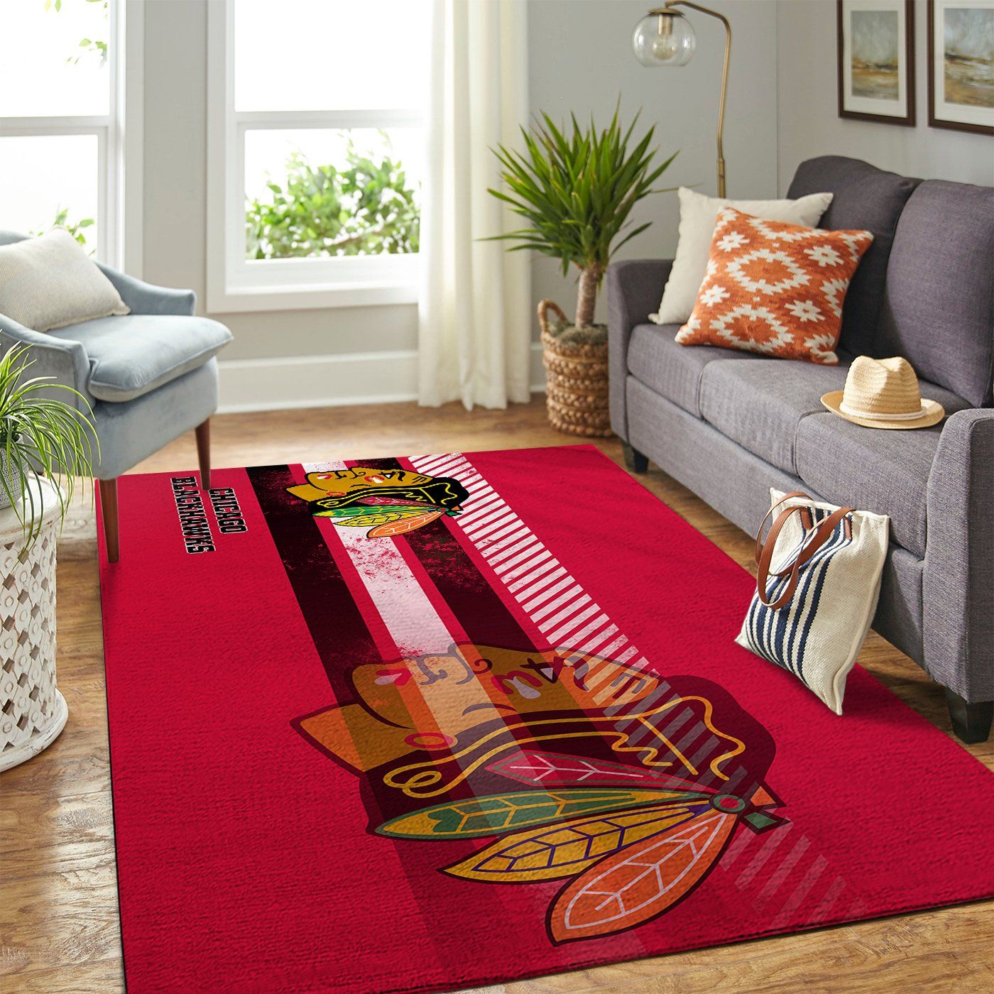 Chicago Blackhawks Nhl Team Logo Nice Type 7155 Rug Area Carpet Living Room Home Decor