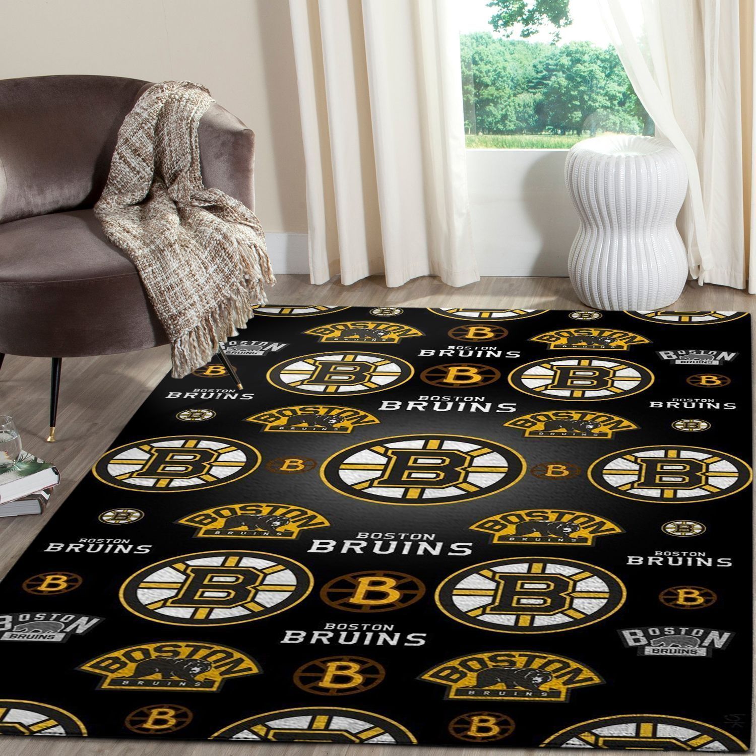 Boston Bruins Logo Nhl Fn Hockeys Custom Type 7156 Rug Living Room Area Carpet Home Decor