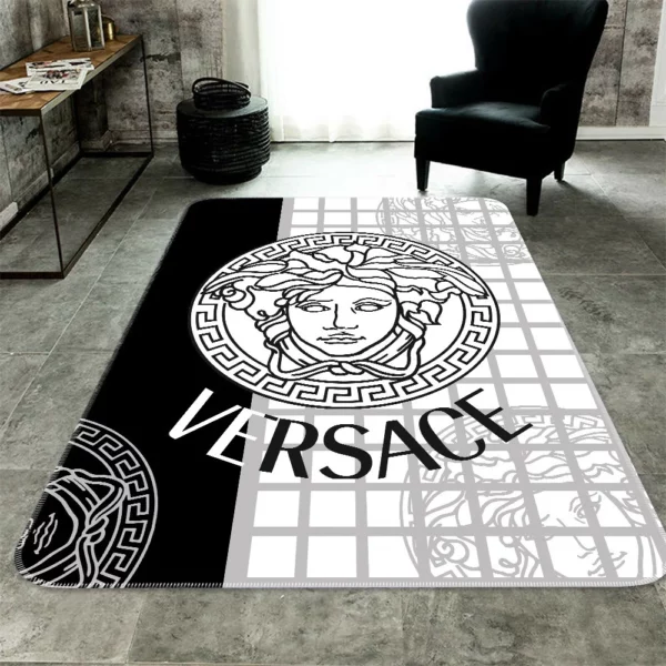 Versace Black White Luxury Fashion Brand Rug Door Mat Area Carpet Home Decor