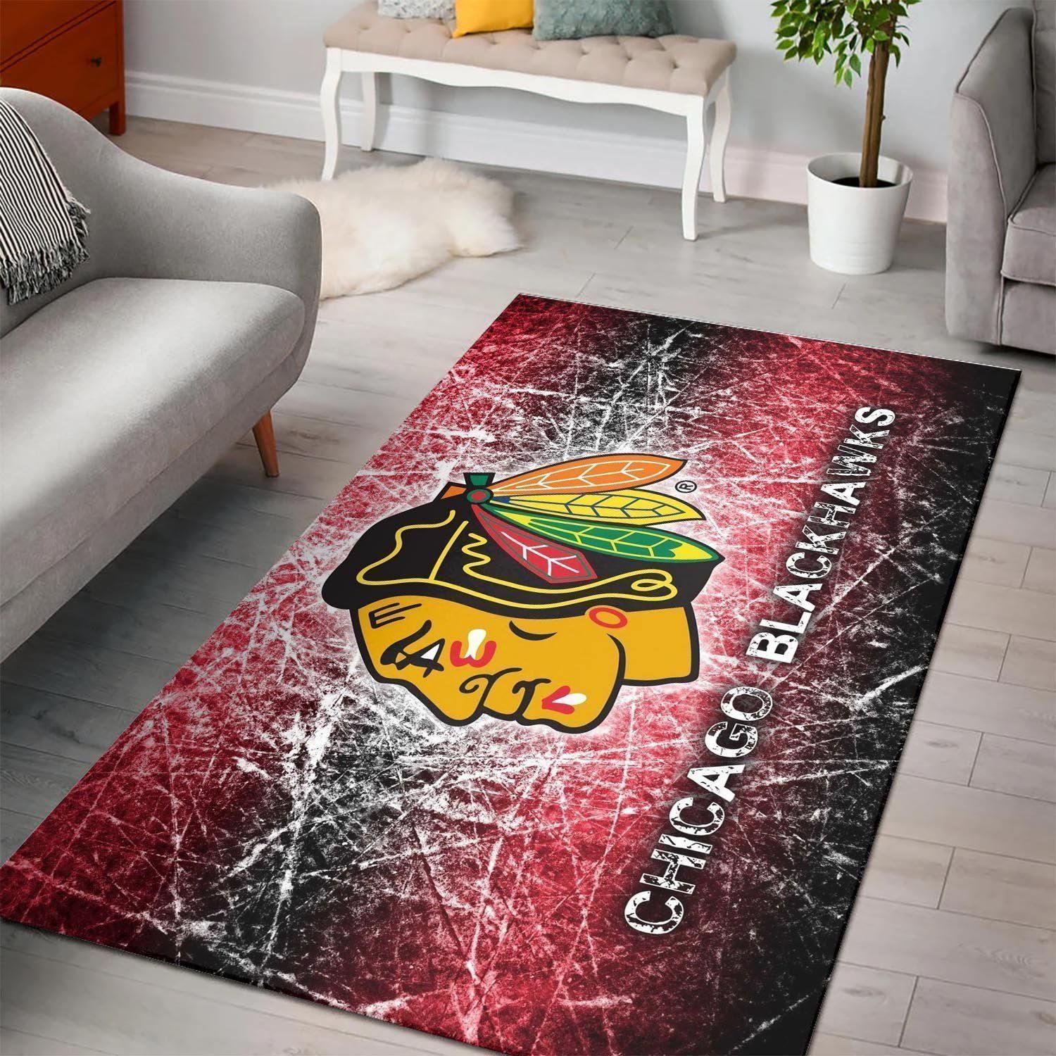 Chicago Blackhawkss Nhl Hockey Team Logo Type 7158 Rug Living Room Area Carpet Home Decor