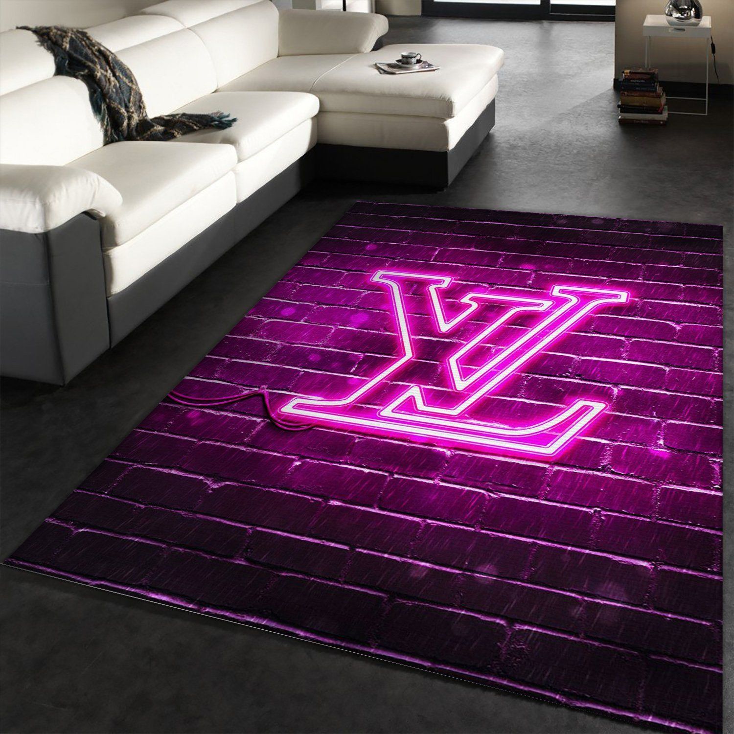 Louis Vuitton Neon Bed Luxury Fashion Brand Rug Area Carpet Home Decor Door Mat