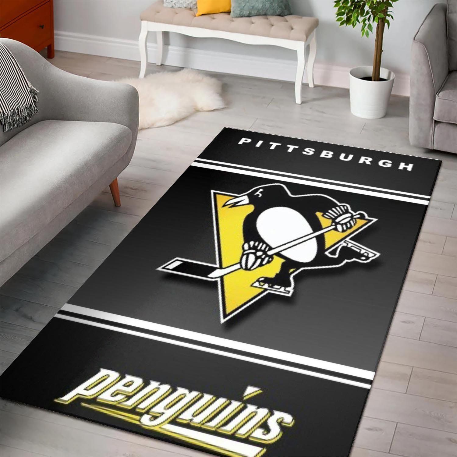 Pittsburgh Penguins Nhl Ice Hockey Team Logo Type 7171 Rug Living Room Home Decor Area Carpet