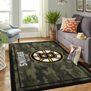 Boston Bruins Nhls Camo Style Team Logo Type 7172 Rug Home Decor Area Carpet Living Room