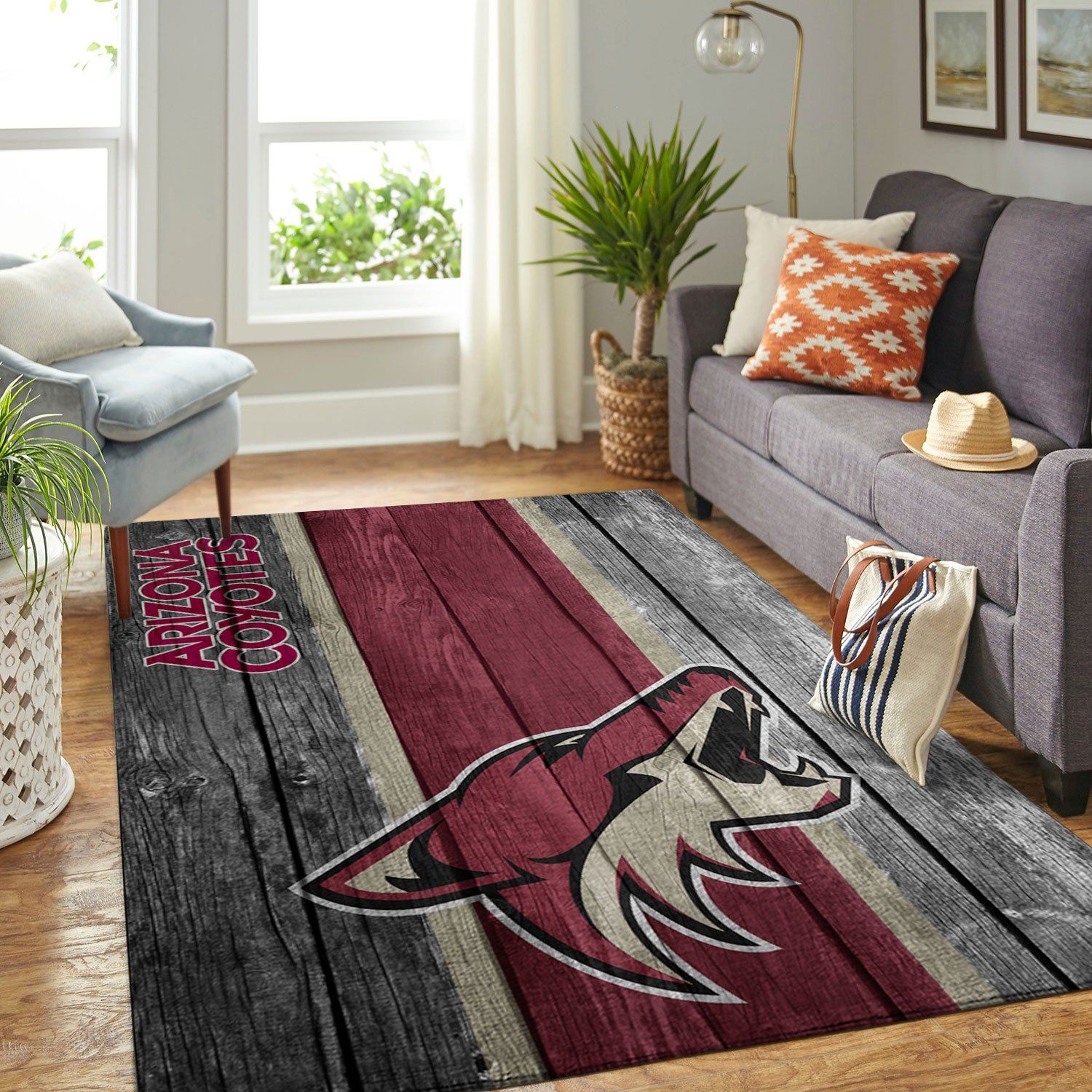 Arizona Coyotes Nhl Team Logo Wooden Type 7217 Rug Living Room Home Decor Area Carpet