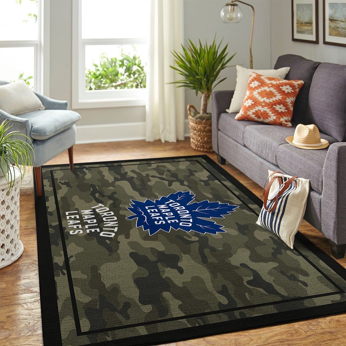 Toronto Maple Leafs Nhls Camo Style Team Logo Type 7218 Rug Living Room Area Carpet Home Decor