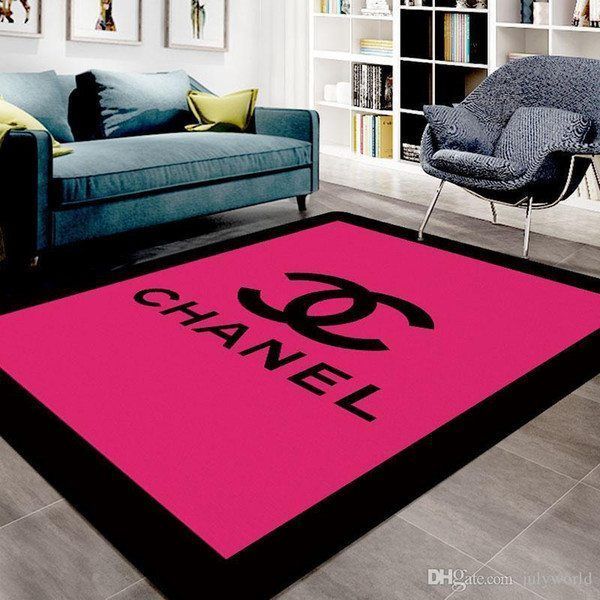 Chanel Pink And Black Area Local The Luxury Fashion Brand Rug Door Mat Home Decor Area Carpet