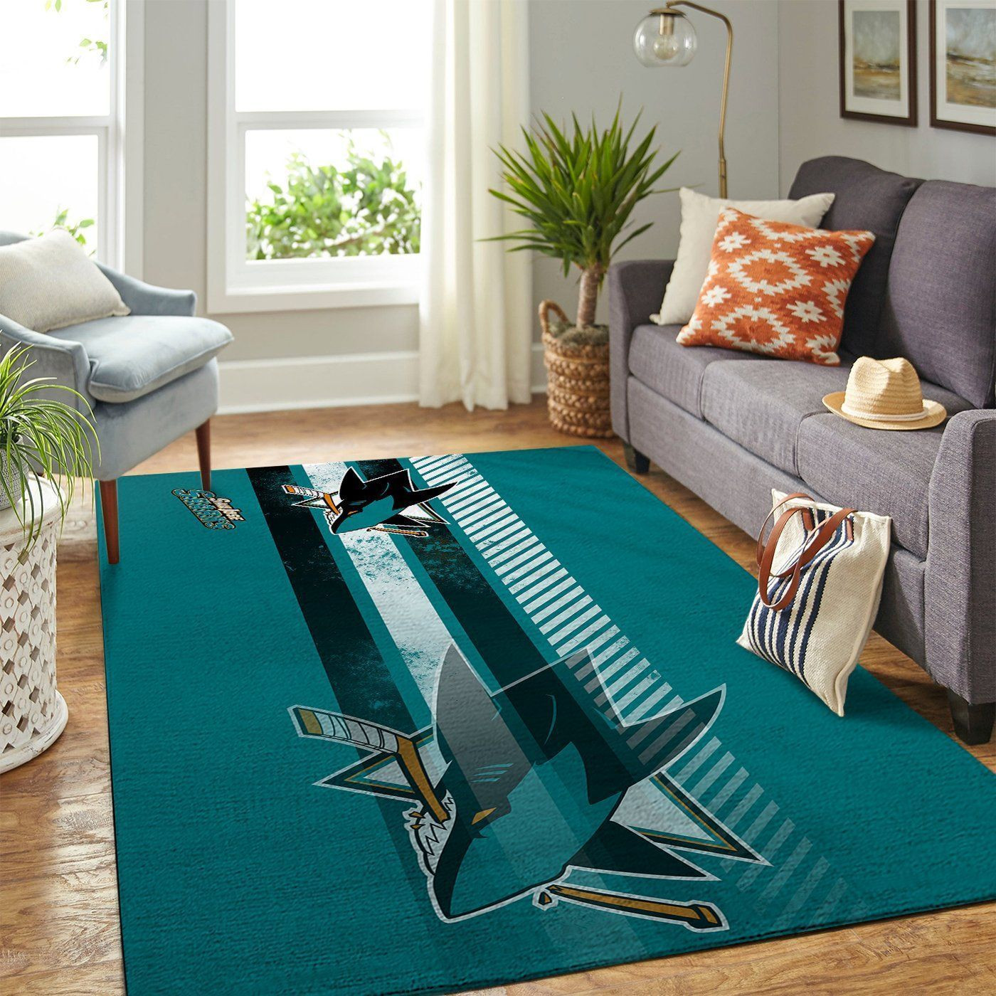 San Jose Sharks Nhls Team Logo Type 7220 Rug Home Decor Area Carpet Living Room