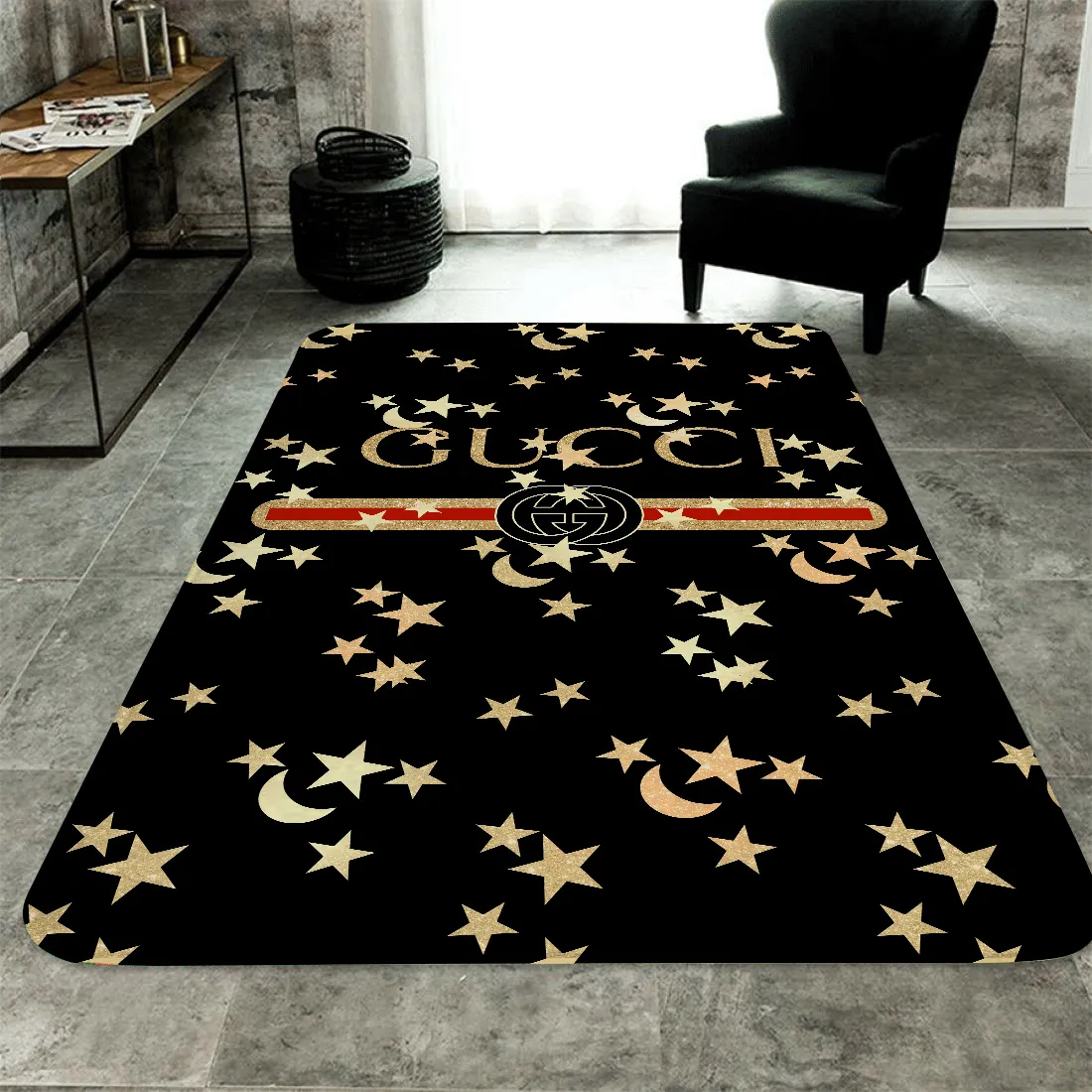 Gucci Moon Star Luxury Fashion Brand Rug Area Carpet Door Mat Home Decor