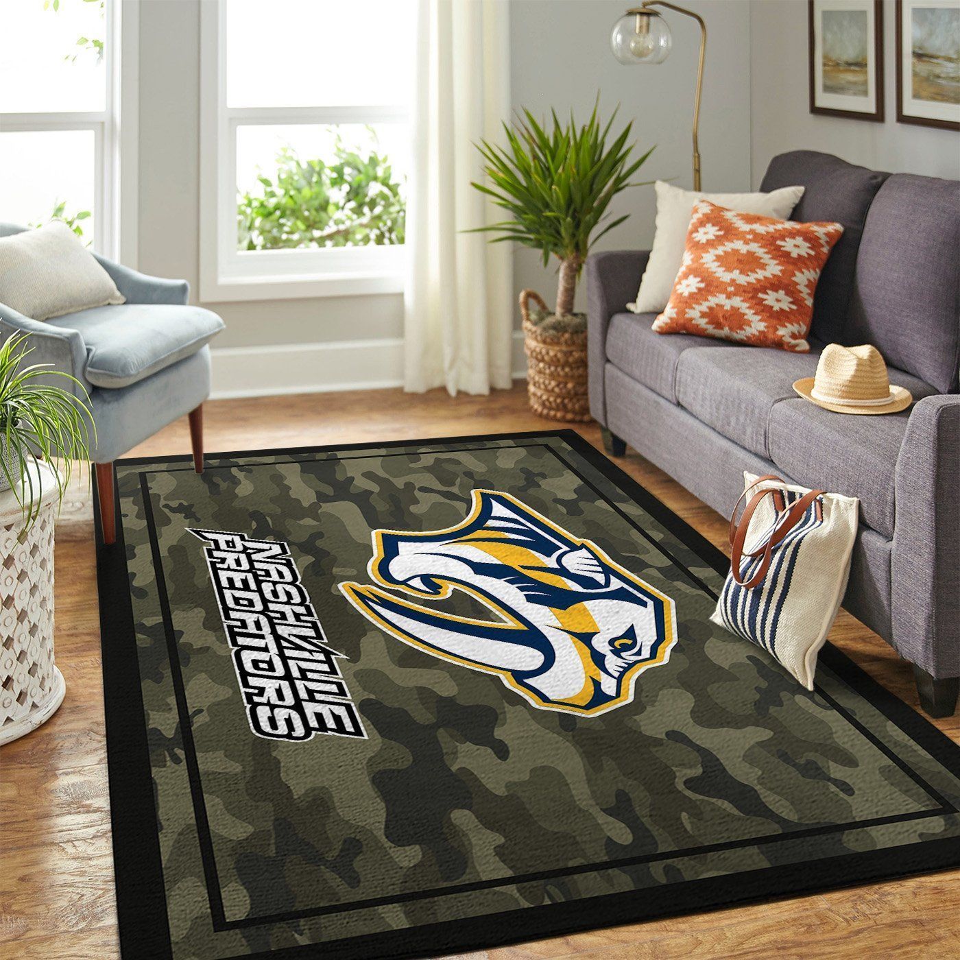 Nashville Predators Nhls Camo Style Team Logo Type 7223 Rug Living Room Home Decor Area Carpet