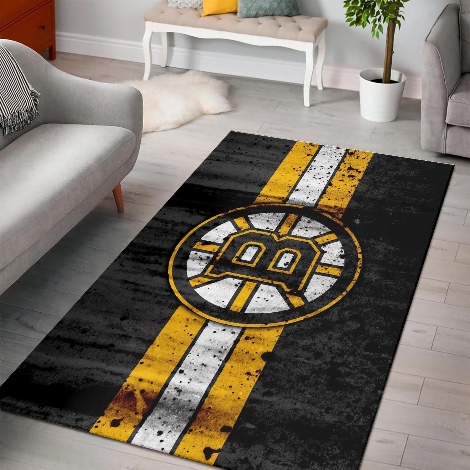 Boston Bruinss Nhl Hockey Team Logo Type 7226 Rug Home Decor Area Carpet Living Room