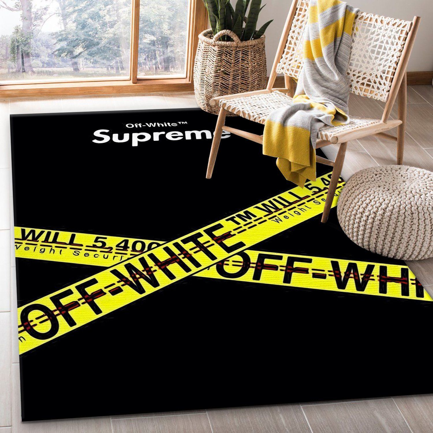 Supreme X Offwhite Christmas Luxury Fashion Brand Rug Door Mat Home Decor Area Carpet