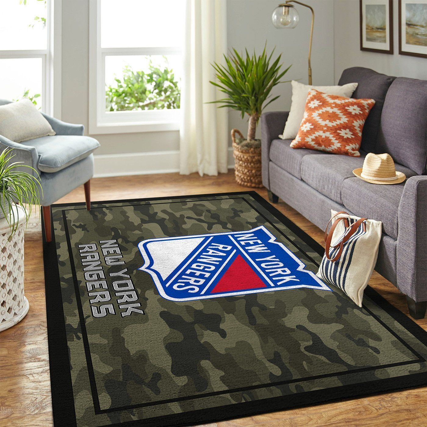 New York Rangers Nhls Camo Style Team Logo Type 7235 Rug Living Room Home Decor Area Carpet