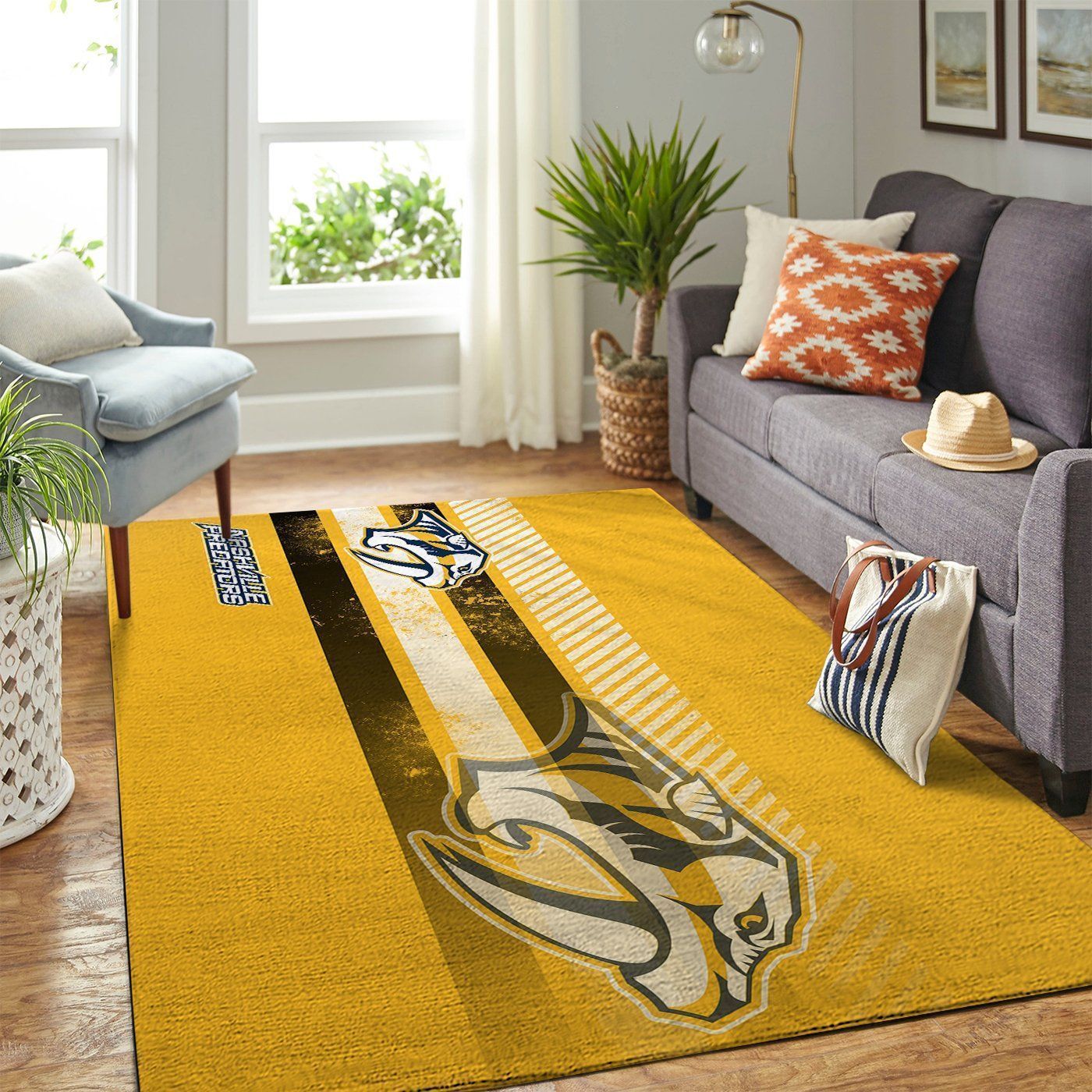 Nashville Predators Nhls Team Logo Type 7241 Rug Living Room Home Decor Area Carpet