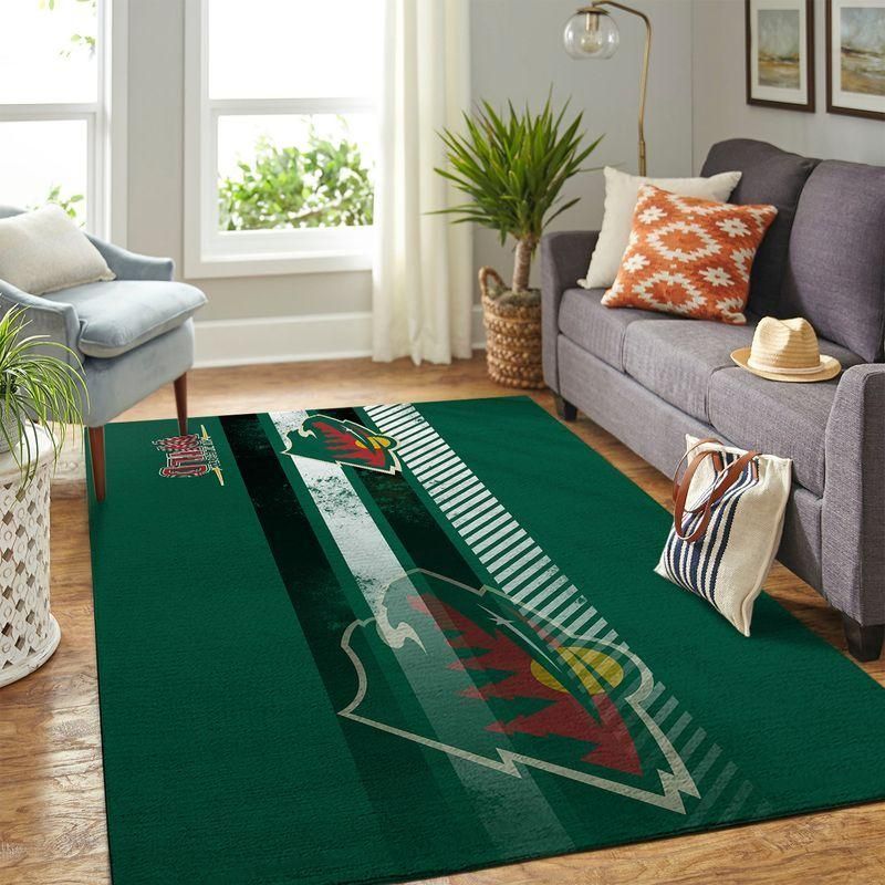 Minnesota Wilds Nhl Hockey Team Logo Type 7242 Rug Home Decor Living Room Area Carpet