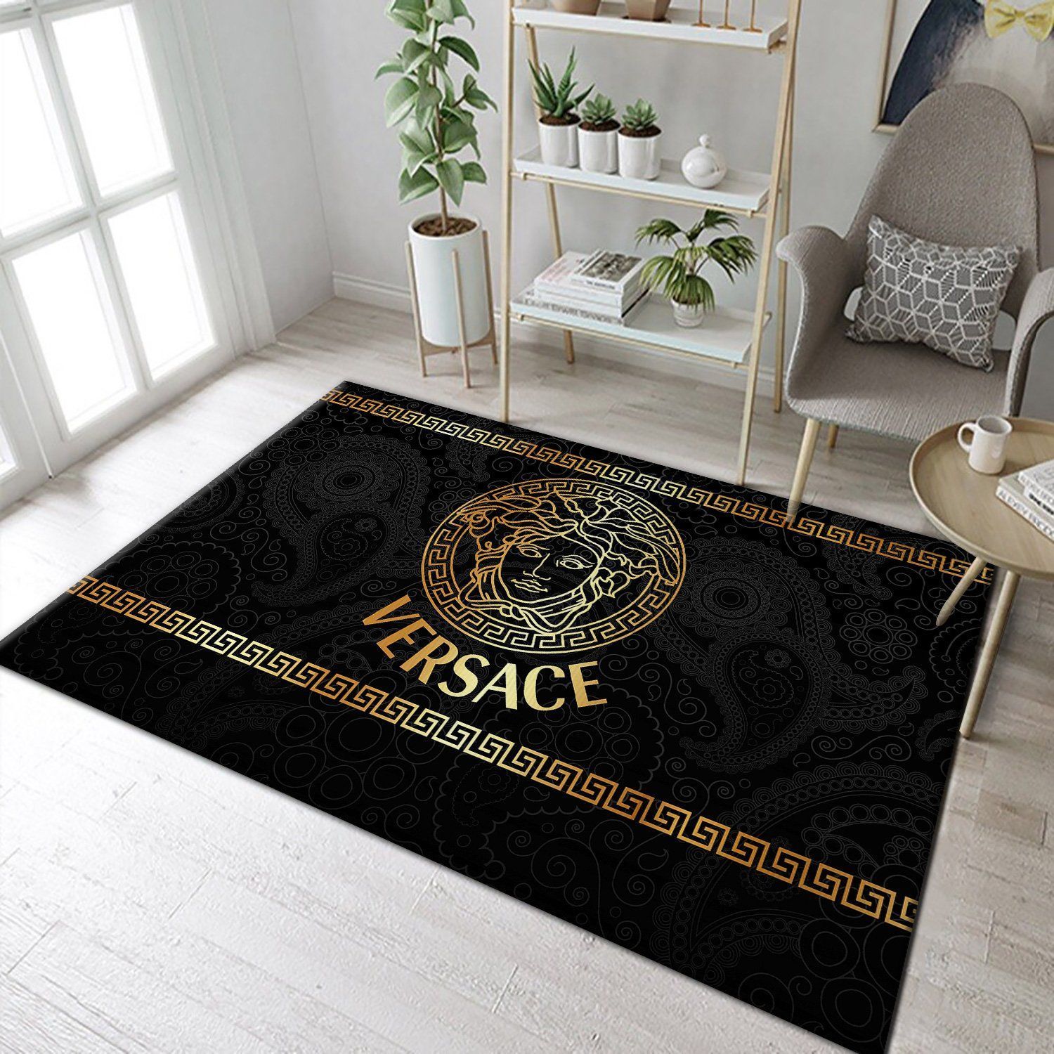 Versace Gold And Black Area Fn The Luxury Fashion Brand Rug Area Carpet Home Decor Door Mat