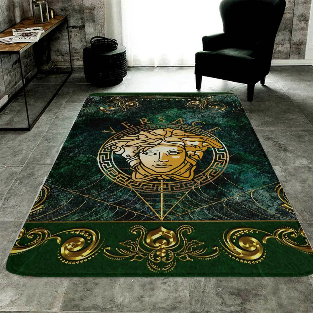 Versace Medusa Luxury Fashion Brand Rug Door Mat Area Carpet Home Decor