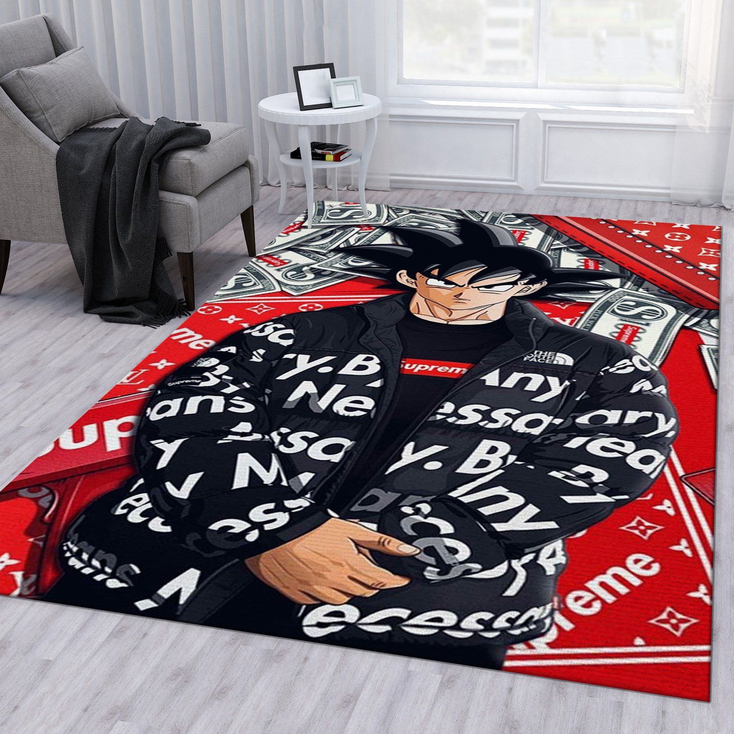 Louis Vuitton Supreme Songoku Dragon Ball Luxury Fashion Brand Rug Door Mat Home Decor Area Carpet