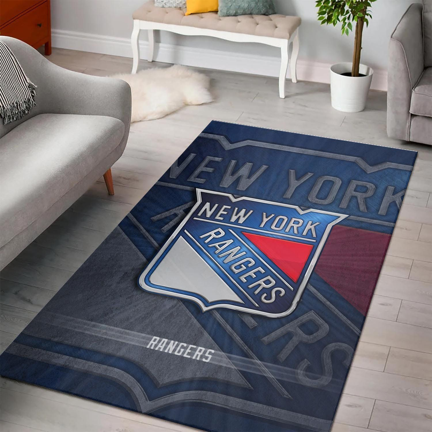 New York Rangerss Nhl Hockey Team Logo Type 7247 Rug Home Decor Area Carpet Living Room